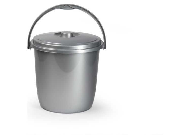 Plasticforte 1224912 Silver Bucket &amp; Lid