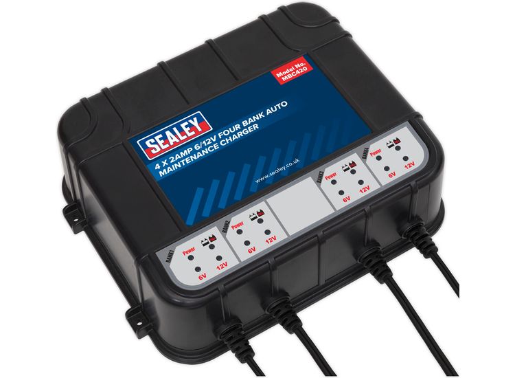 Sealey MBC420 Four Bank 6/12V 8Amp (4 x 2A) Auto Maintenance Charger