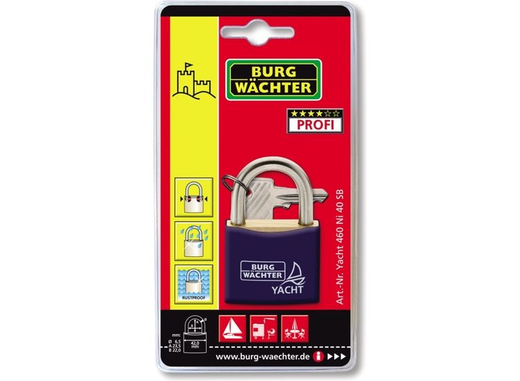 Burg-Wächter Stainless Steel Shackle Yacht Padlock