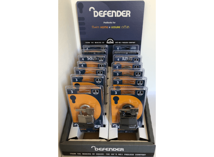 Defender CT10STXDFATLLAM Laminate Padlock Counter Display