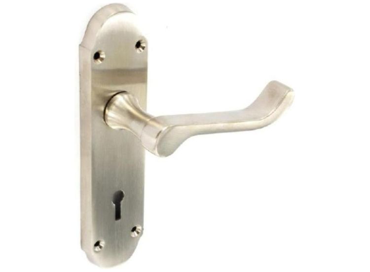 Securit S2730 Brushed Nickel Shaped Lock Handles (1 Pair)