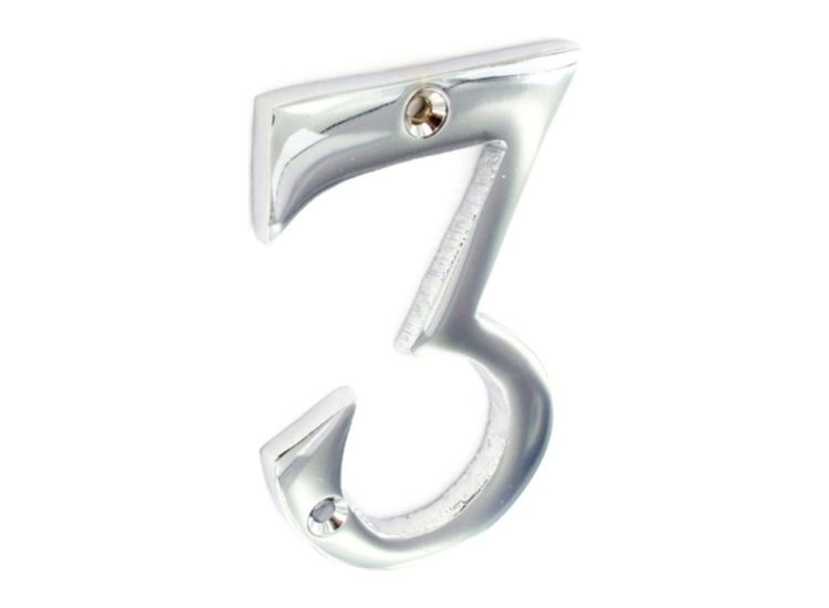 Securit Chrome Numeral 3