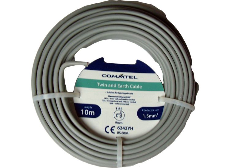 Commtel FLPP004STV Twin and Earth Cable 10m 1.5mm