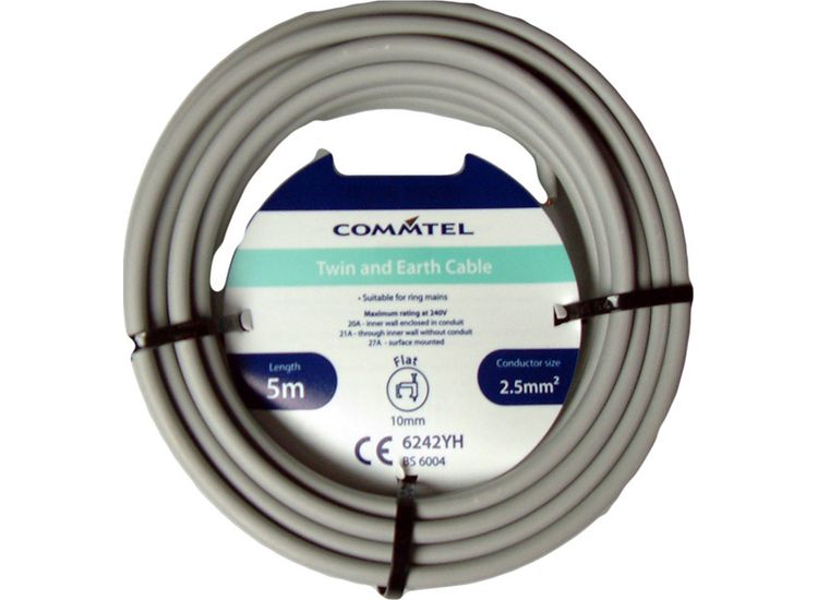 Commtel FLPP006STV Twin and Earth Cable 5m 2.5mm