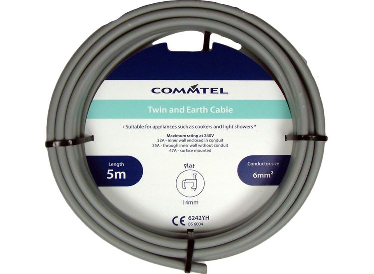 Commtel FLPP009STV Twin and Earth Cable 5m 6mm