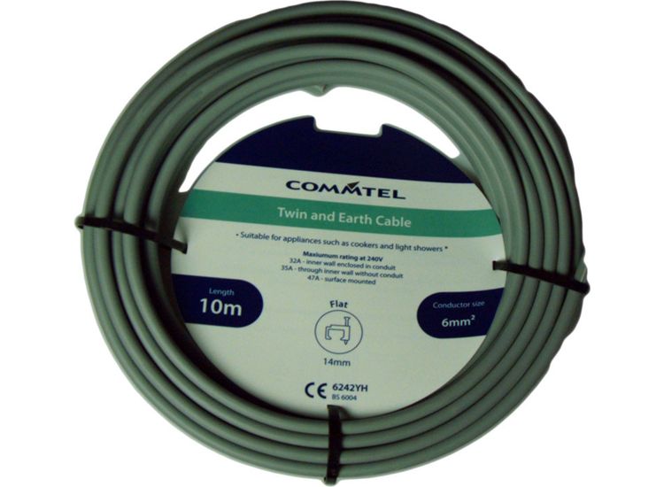 Commtel FLPP010STV Twin and Earth Cable 10m 6mm