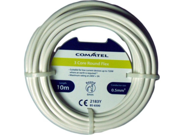 Commtel FLPP014STV 3 Core Round Flex 10m, 0.5mm2