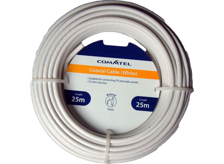 Commtel FLPP028STV White Coax Cable 25m