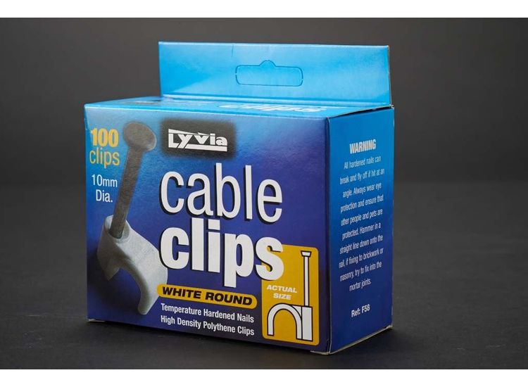 Dencon F58 10mm White Round Cable Clips