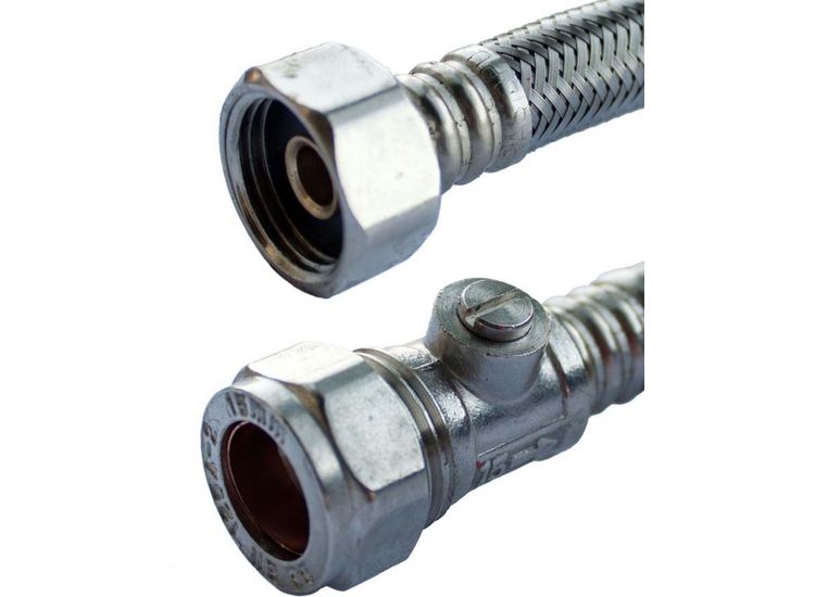 Oracstar PF9750 Flexi Tap Connector 15mm x 1/2" x 50cm + Iso Valve