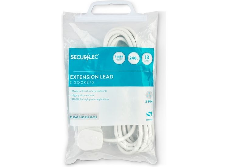 Securlec SL9065 5m, 2 Gang, 13 Amp Extension Lead