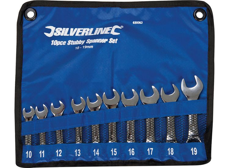 Silverline Stubby Spanner Set 10pce 10 - 19mm