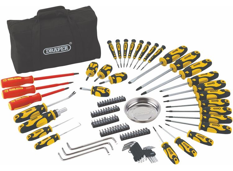 Draper 03992 Screwdriver Set with Case, Yellow (100 Piece)