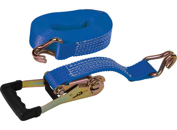 Silverline Rubber-Handled Ratchet Tie Down Strap J-Hook