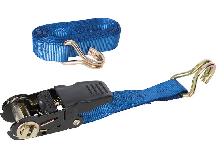 Silverline Rubber-Handled Ratchet Tie Down Strap J-Hook