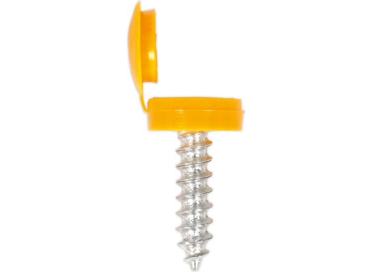 Sealey NPY50 Number Plate Screw with Flip Cap 4.2 x 19mm Yellow Pack of 50