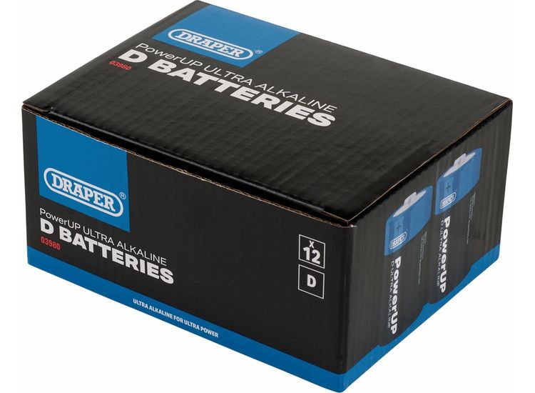 Draper 03980 Draper Powerup Ultra Alkaline D Batteries (Pack Of 12)