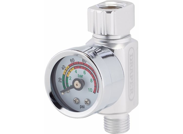 Draper 28377 1/4" BSP On-Gun Air Regulator and Gauge, 140psi