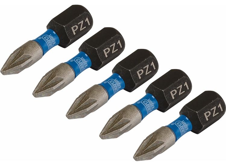 Draper 04950 Draper Expert Pz-Type Impact Screwdriver Bits, No.1 X 25Mm, 1/4" Hex (Pack Of 5)