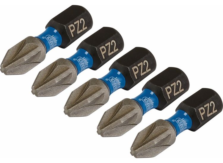 Draper 04951 Draper Expert Pz-Type Impact Screwdriver Bits, No.2 X 25Mm, 1/4" Hex (Pack Of 5)