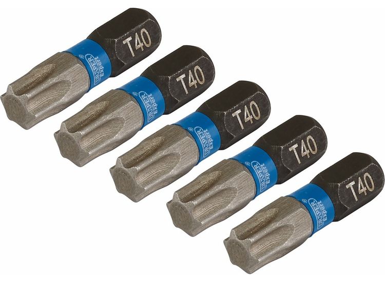 Draper 05497 Draper Expert Tx-Star Impact Screwdriver Bits, T40 X 25Mm, 1/4" Hex (Pack Of 5)