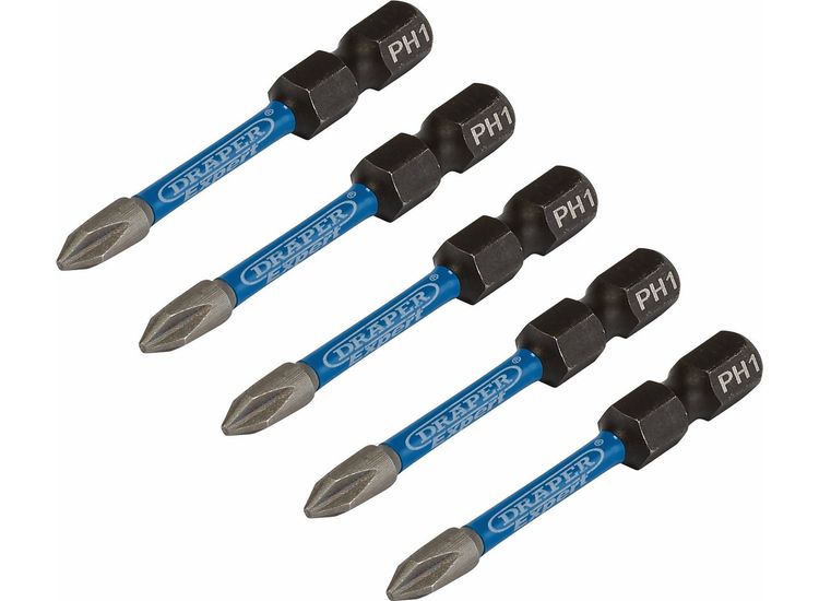 Draper 05498 Draper Expert Cross Slot/Ph Type Impact Screwdriver Bits, No.1 X 50Mm, 1/4" Hex (Pack Of 5)