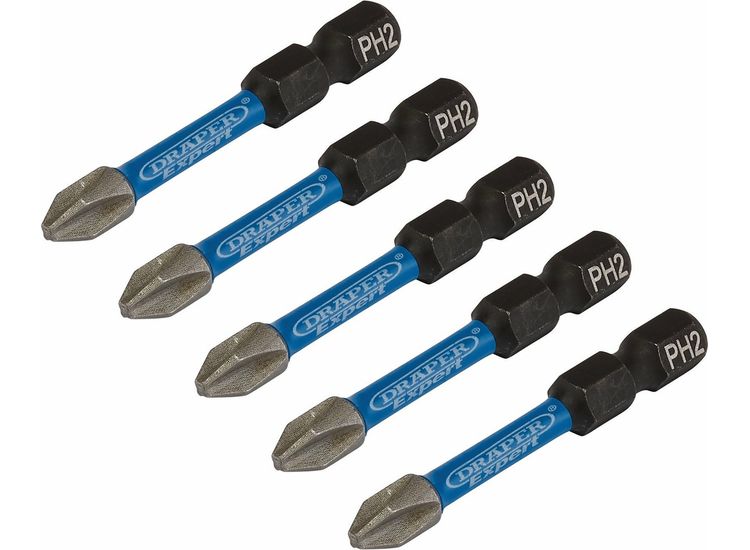 Draper 05499 Draper Expert Cross Slot/Ph Type Impact Screwdriver Bits, No.2 X 50Mm, 1/4" Hex (Pack Of 5)