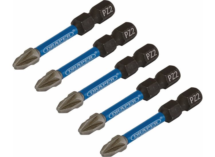 Draper 05647 Draper Expert Pz-Type Impact Screwdriver Bits, No.2 X 50Mm, 1/4" Hex (Pack Of 5)