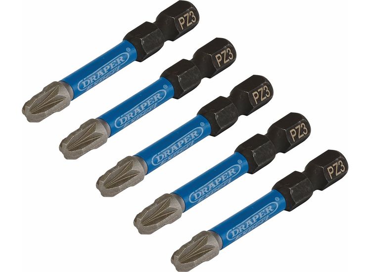 Draper 05648 Draper Expert Pz-Type Impact Screwdriver Bits, No.3 X 50Mm, 1/4" Hex (Pack Of 5)