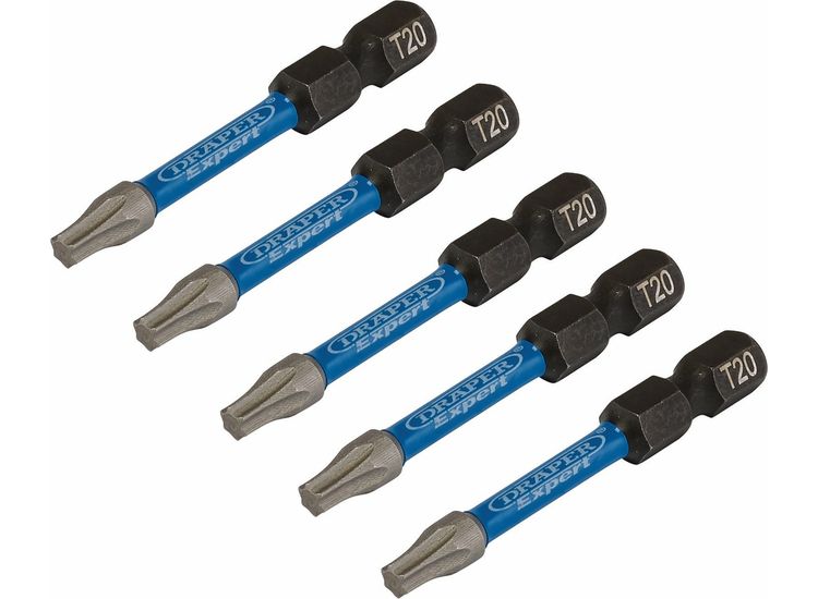 Draper 05652 Draper Expert Tx-Star Impact Screwdriver Bits, T20 X 50Mm, 1/4" Hex (Pack Of 5)