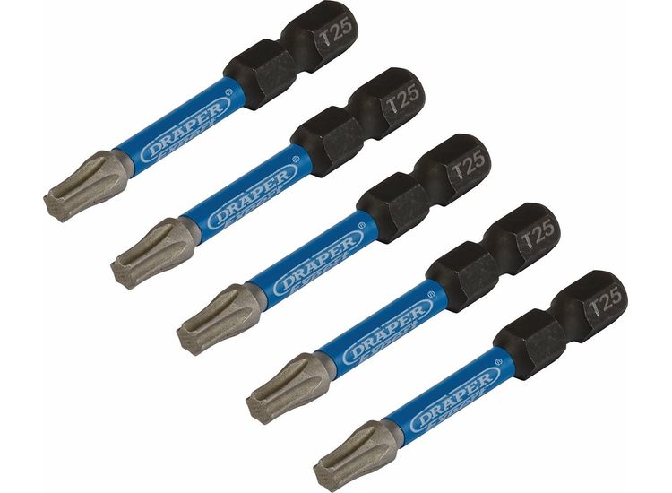 Draper 05653 Draper Expert Tx-Star Impact Screwdriver Bits, T25 X 50Mm, 1/4" Hex (Pack Of 5)