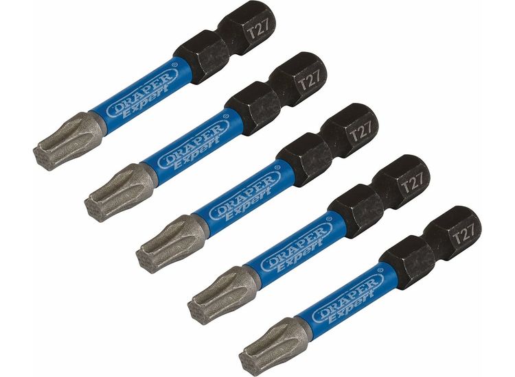 Draper 05654 Draper Expert Tx-Star Impact Screwdriver Bits, T27 X 50Mm, 1/4" Hex (Pack Of 5)