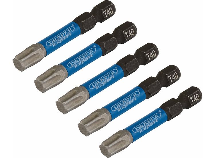 Draper 05672 Draper Expert Tx-Star Impact Screwdriver Bits, T40 X 50Mm, 1/4" Hex (Pack Of 5)