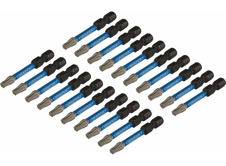 Draper 05699 Draper Expert TX-STAR Impact Screwdriver Bits, T25 x 50mm, 1/4" Hex (Pack of 20)