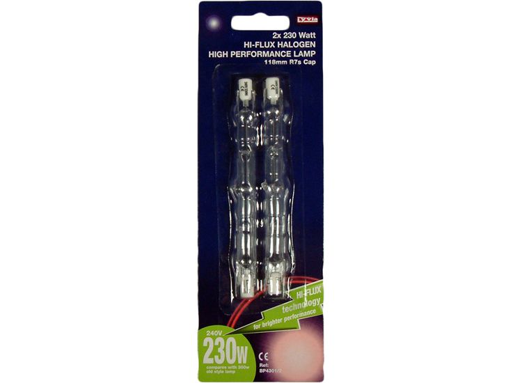 Dencon BP4301/2 230W 117mm Halogen Tube Bubblepack - 2 Pack
