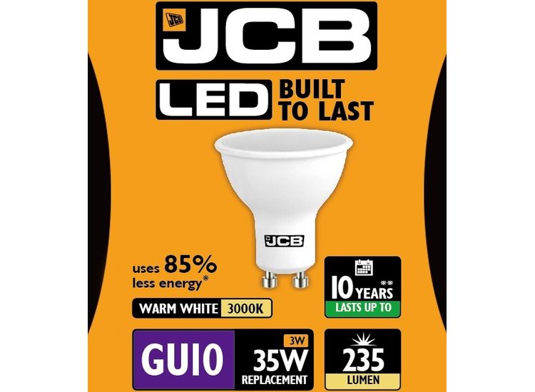 JCB LED Warm White GU10 3w Non-Dimmable