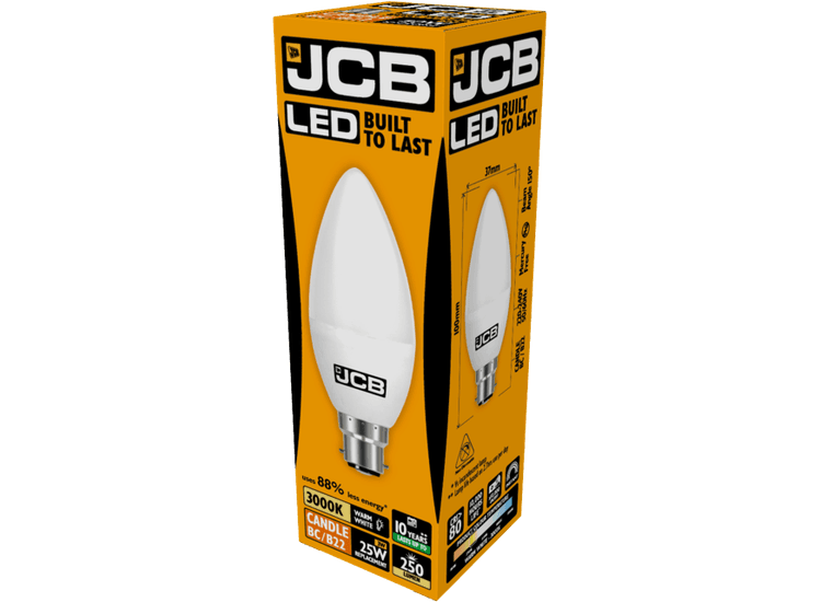JCB LED Candle 250lm Opal 3w