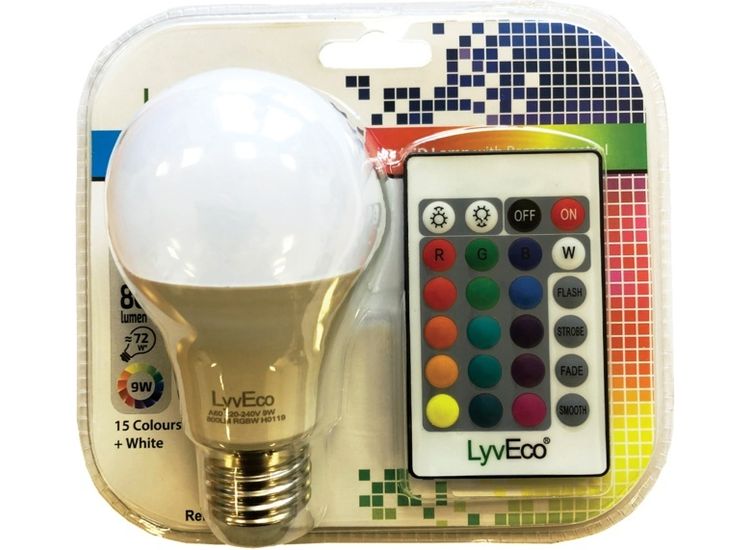 Lyveco Remote Controlled Colour Changing GLS Lamp