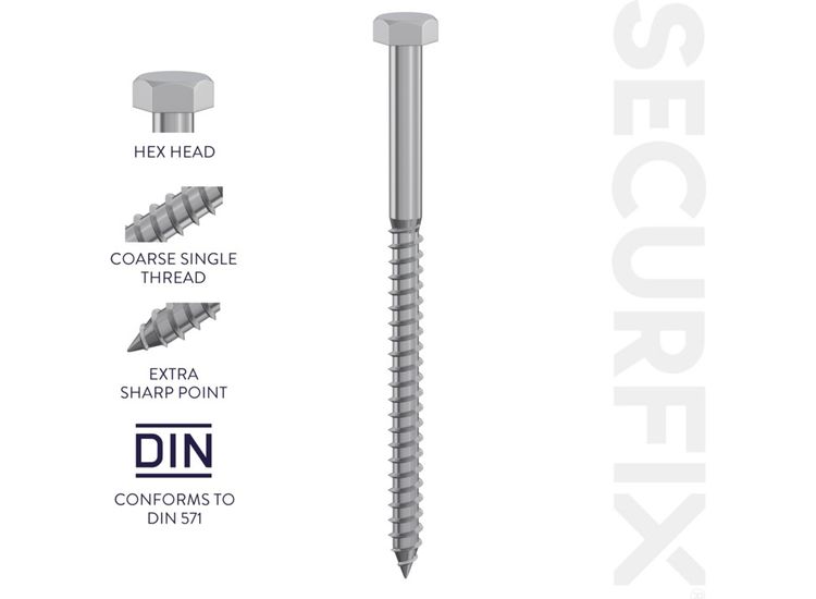 Securfix T11295C Coach Screws DIN571 M8 x 70mm