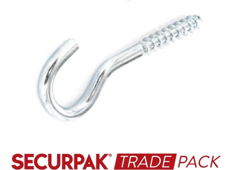 Securpak Trade Pack T10096 Screw Hook Zinc Plated 80mmx12