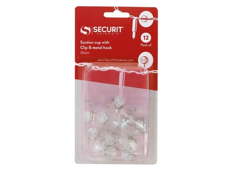 Securit S6378 Suction Cup With Clip &amp; Metal Hook 35mm