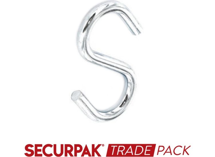Securpak Trade Pack T10109 Steel S Hooks Zinc Plated 38mm