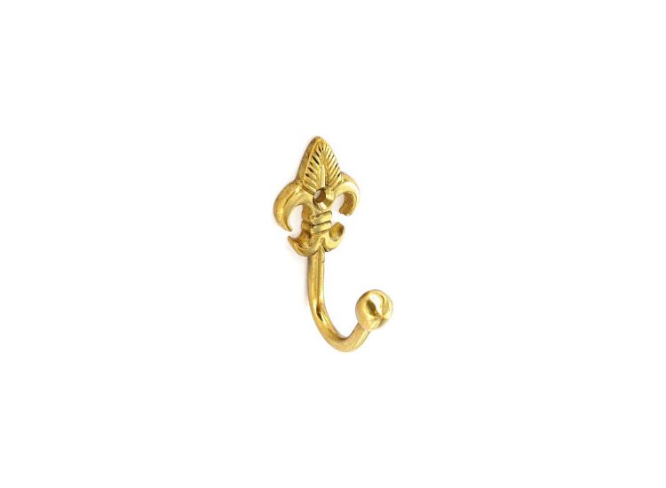 Securit S6549 Brass Tieback Hooks Fleur-De-Lys/Ball End (2)