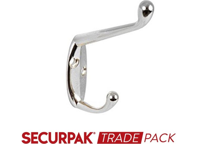 Securpak Trade Pack T10066 Hat &amp; Coat Hook Cp 105mm