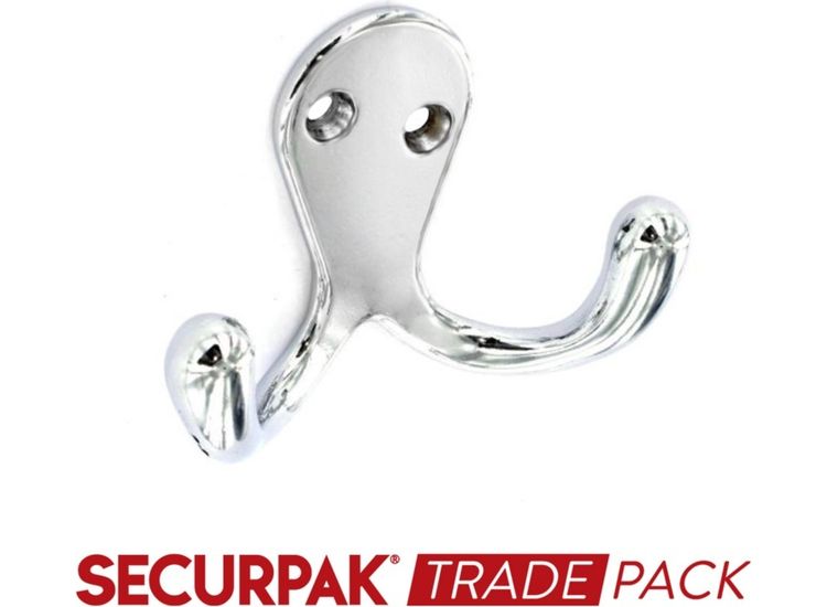 Securpak Trade Pack T10067 Dbl Robe Hook Cp 70mm