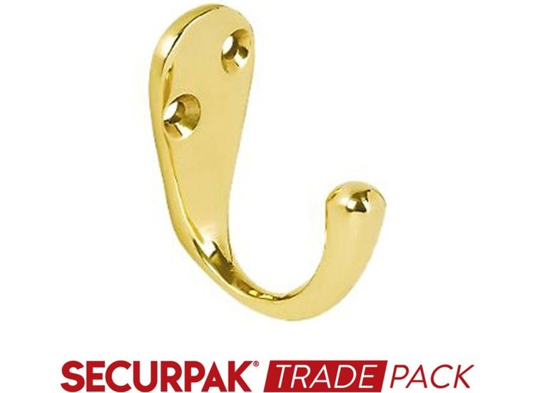 Securpak Trade Pack T10068 Coat Hook Brass Plated 50mm