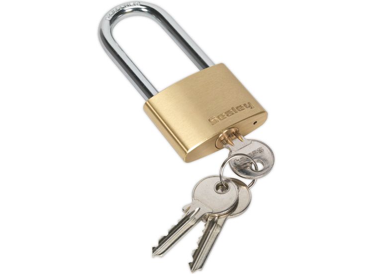 Sealey PL102L Brass Body Padlock Long Shackle 50mm