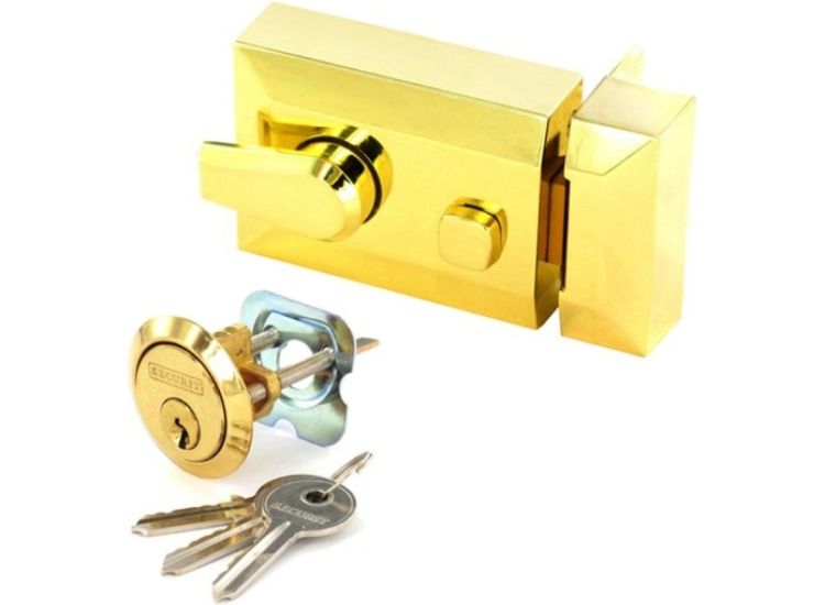 Securit Polished Brass Double Locking Nightlatch