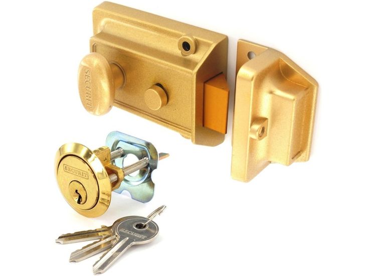 Securit Champagne Finish Nightlatch Brass Cylinder