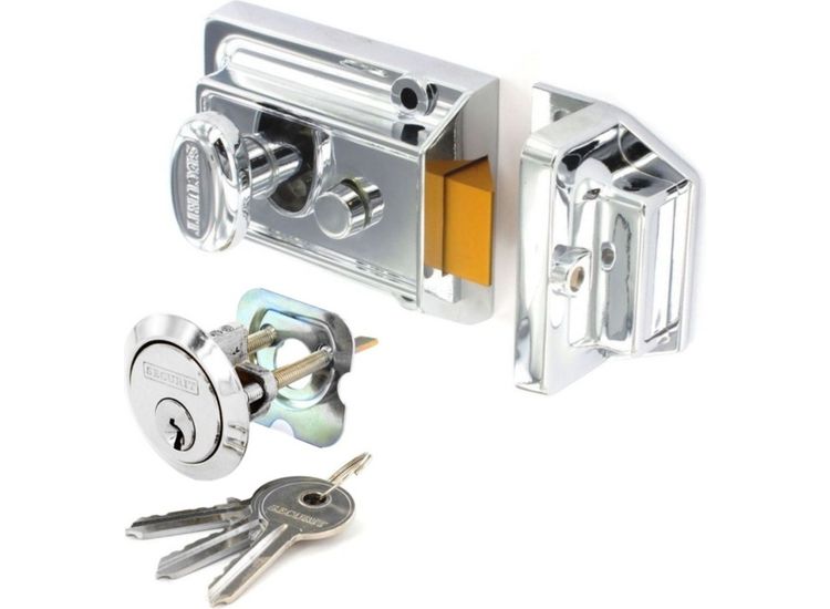 Securit S1742 Polished Chrome Night Latch (3 Keys)